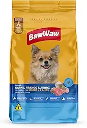 Ração Baw Waw para cães adultos Sênior pequenos e minis sabor Carne, Frango e Arroz - 10.1kg