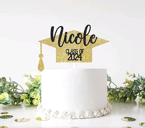 Miniatura 3 de 2024 Graduation Cake Topper, Custom Graduation Cake Topper, Congrats Custom Personalized Name Cake Topper, Class of 2024