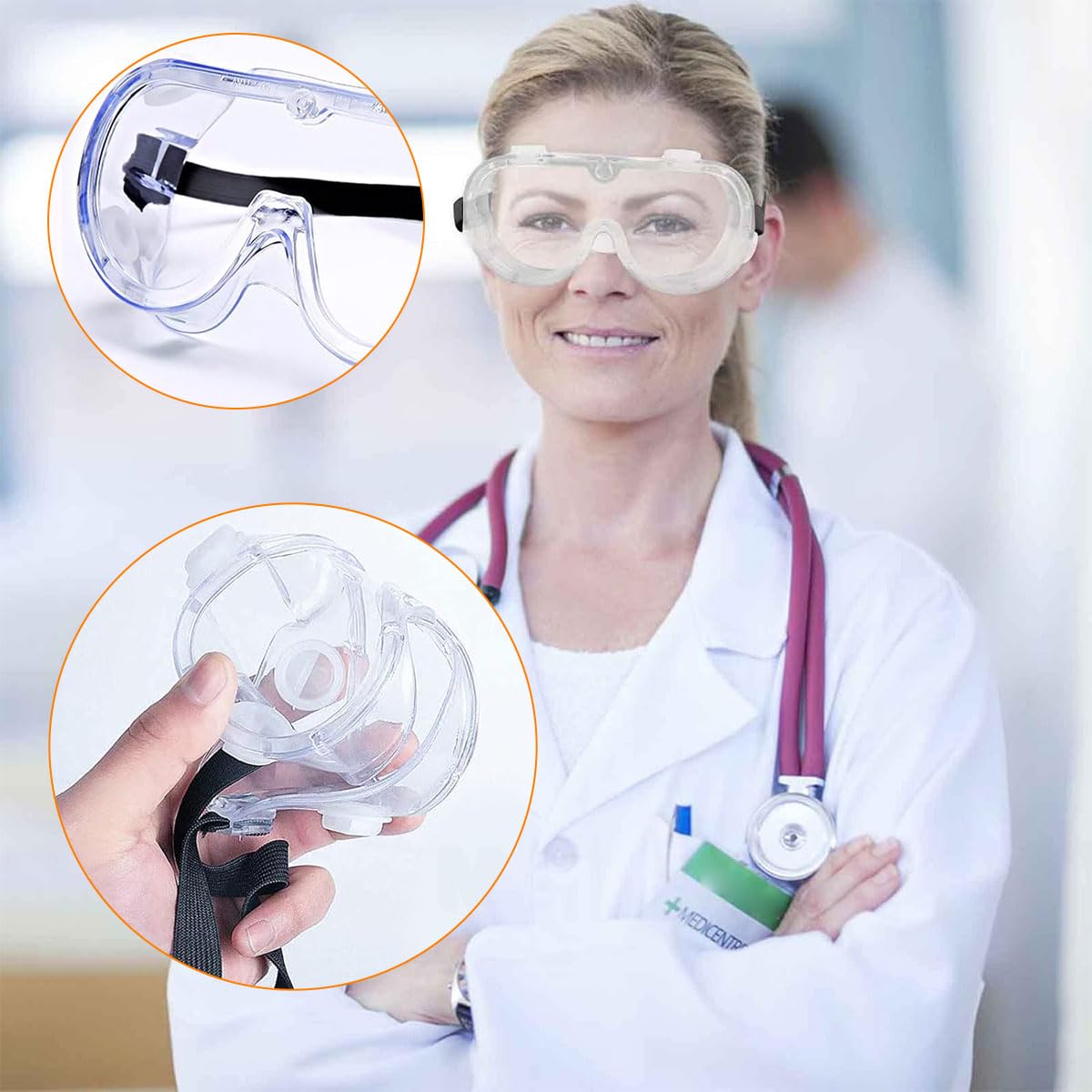 Comioke 2 PCS Schutzbrille - Arbeitsschutzbrille Antibeschlag Antispeichel Augenschutzbrille Vollsichtbrille Schutzbrille für Brillenträger Transparent