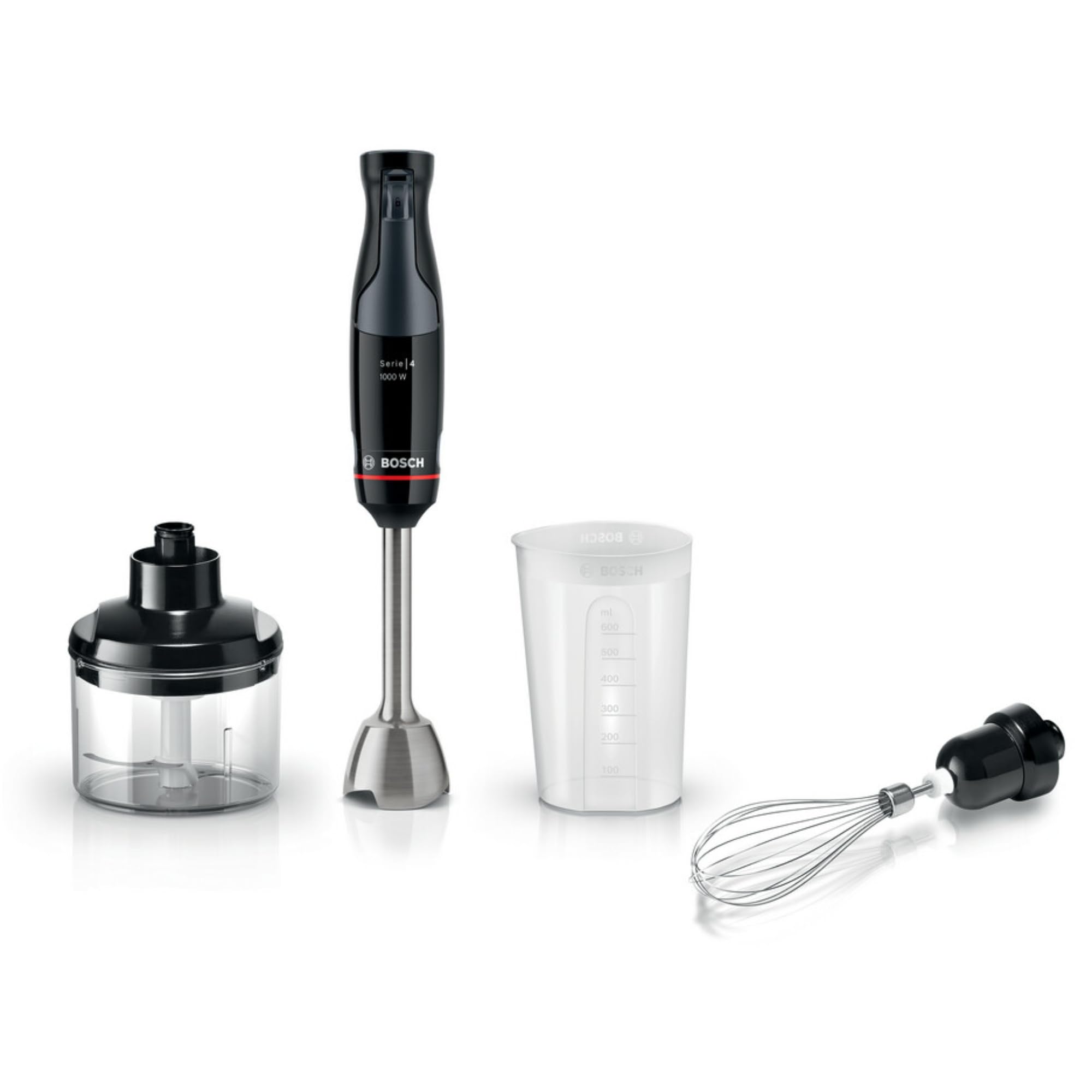 Bosch - Hand Blender, ErgoMaster, 1000W, QuattroBlade, Accessories Included, Series 4, Anthracite, MSM4W421