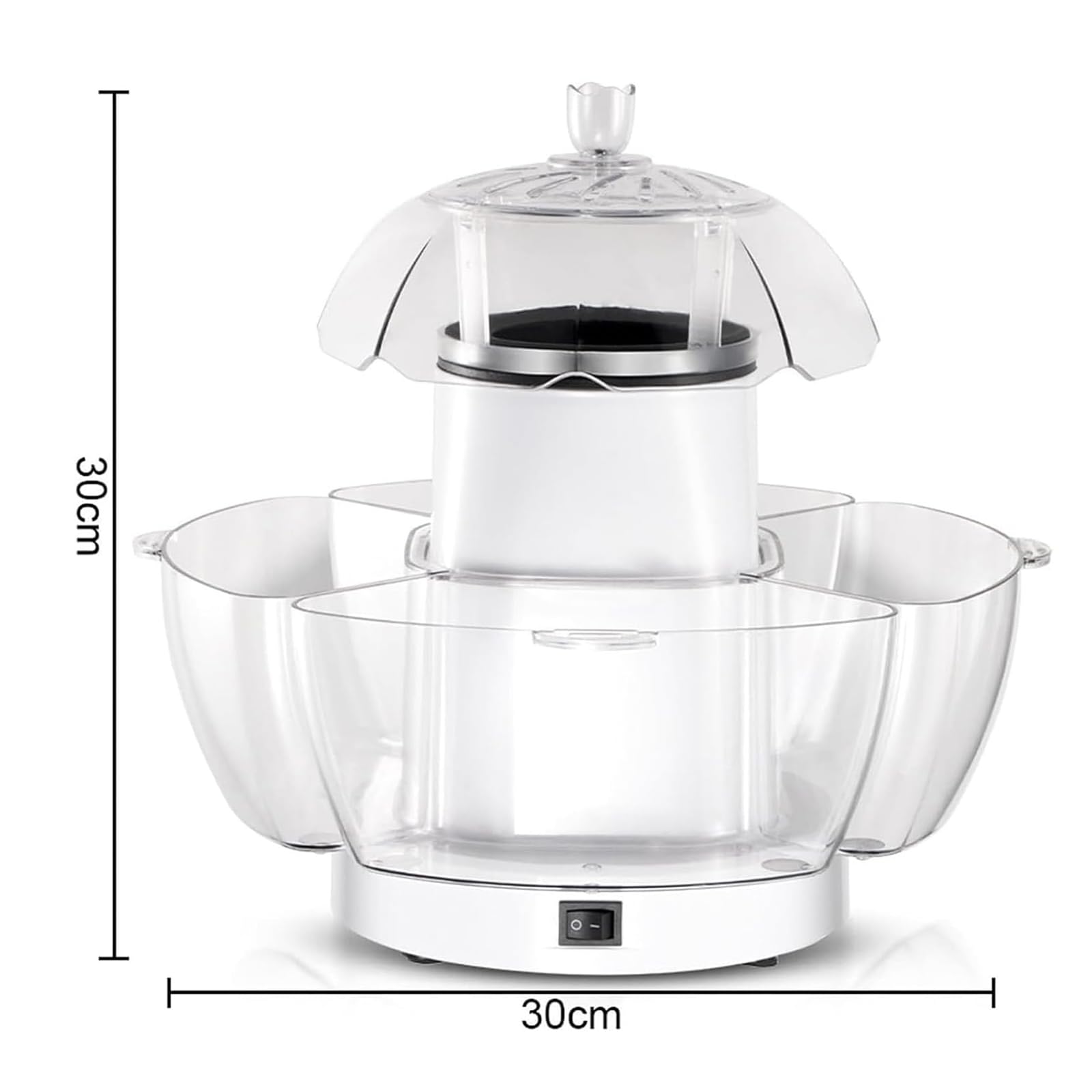 1200W Small Popcorn Popper Maker, Macchina per Popcorn con Un Solo Pulsante di Avvio con 4 Contenitori Staccabili E Fodera in Acciaio Inox, Cottura Senza Olio, Piccola E Portatile per Feste