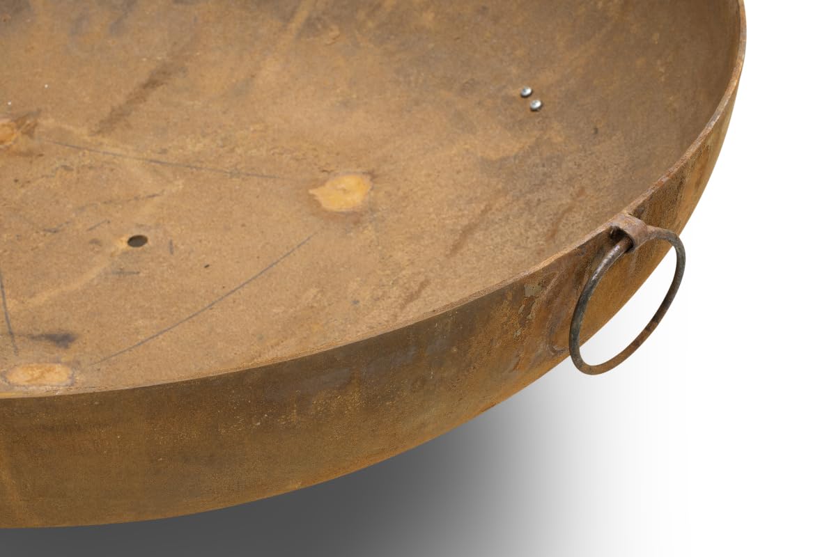 Feuerschale Cortenstahl 79 cm - 4mm Stahl, 26 kg - Rund, Wetterfest, Edelrost-Patina - Massive Feuerstelle für Garten und Terrasse - Favilla