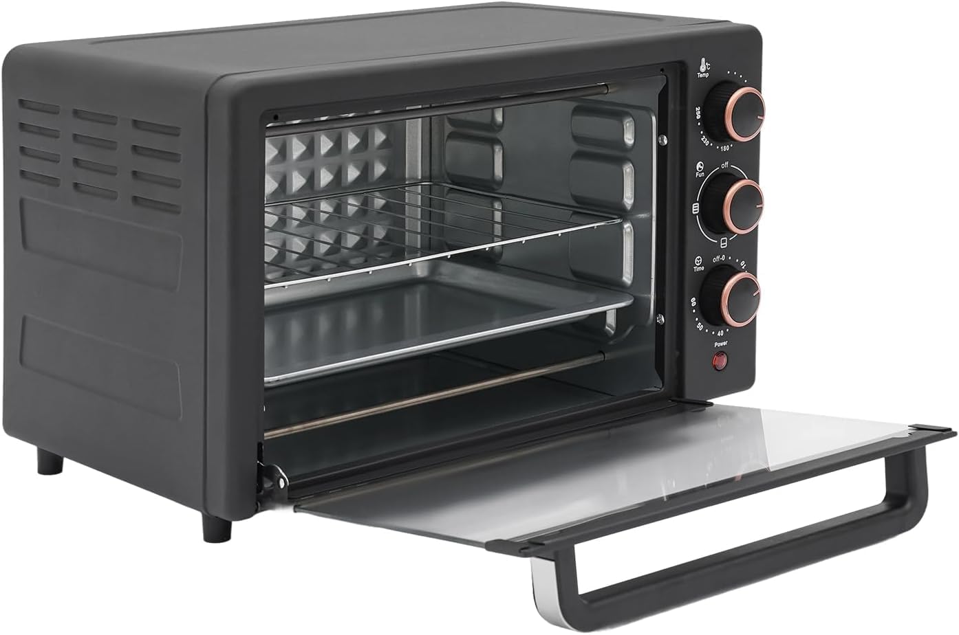 Horno Sobremesa Eléctrico, Negro, 22L, 1500W, Hasta 250°C, 3 Modos de Calor, Temporizador 60 Minutos, con Bandeja y Rejilla, Don Feliz