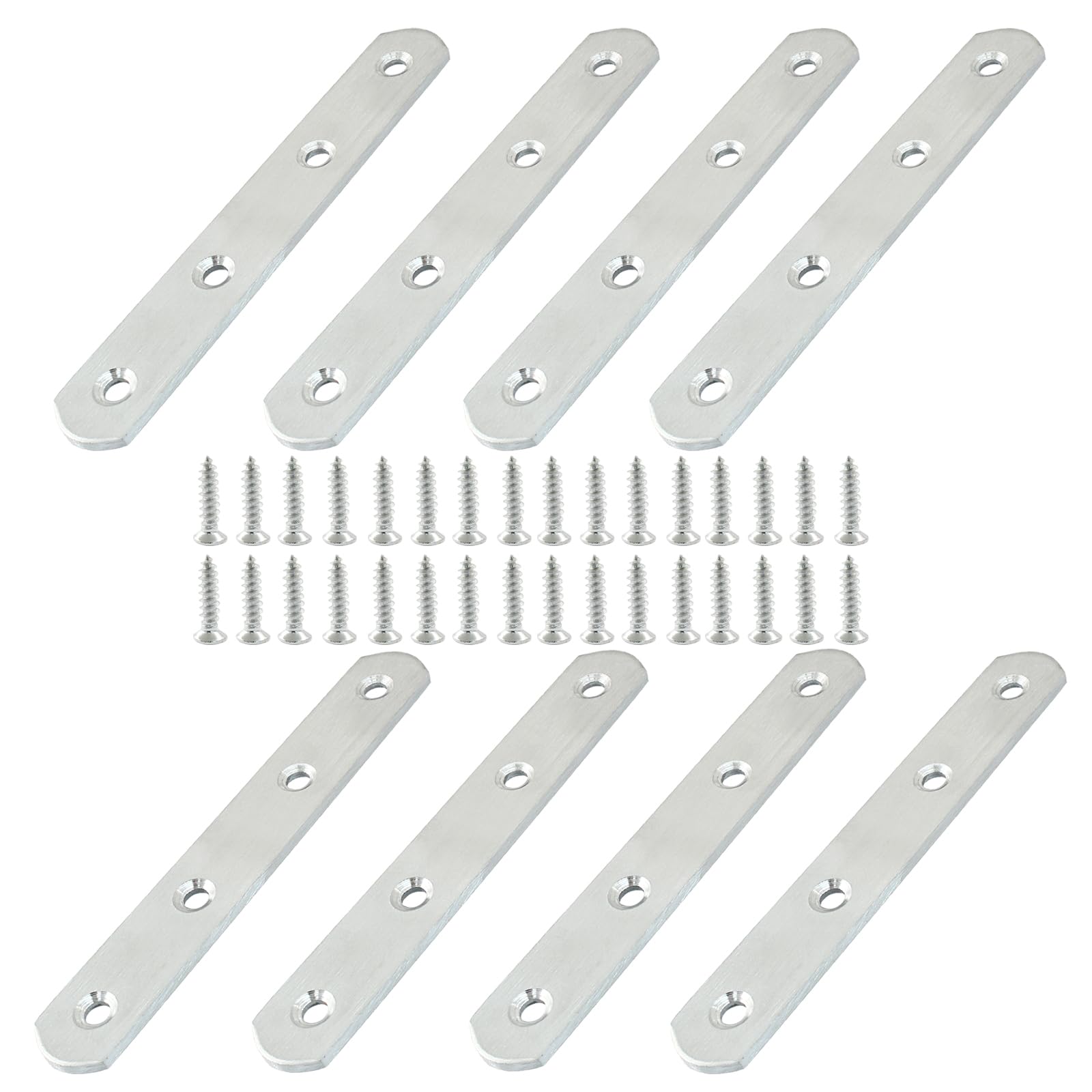 8 Pack 5 Inch Stainless Steel Flat Plate Straight Bracket