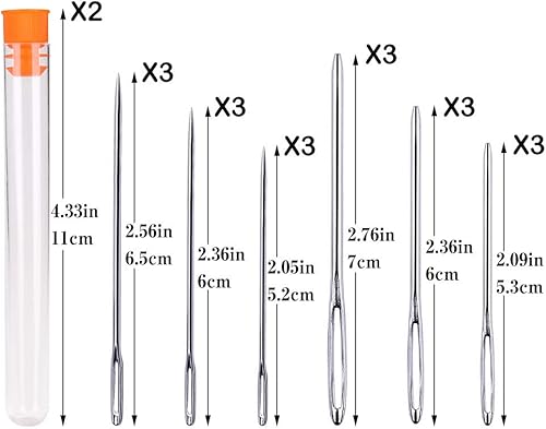 Miniatura 2 de 18 agujas de coser de ojos grandes, 9 agujas afiladas y 9 agujas de coser romas de ojo grande, aguja de cuero, agujas de costura a mano de acero