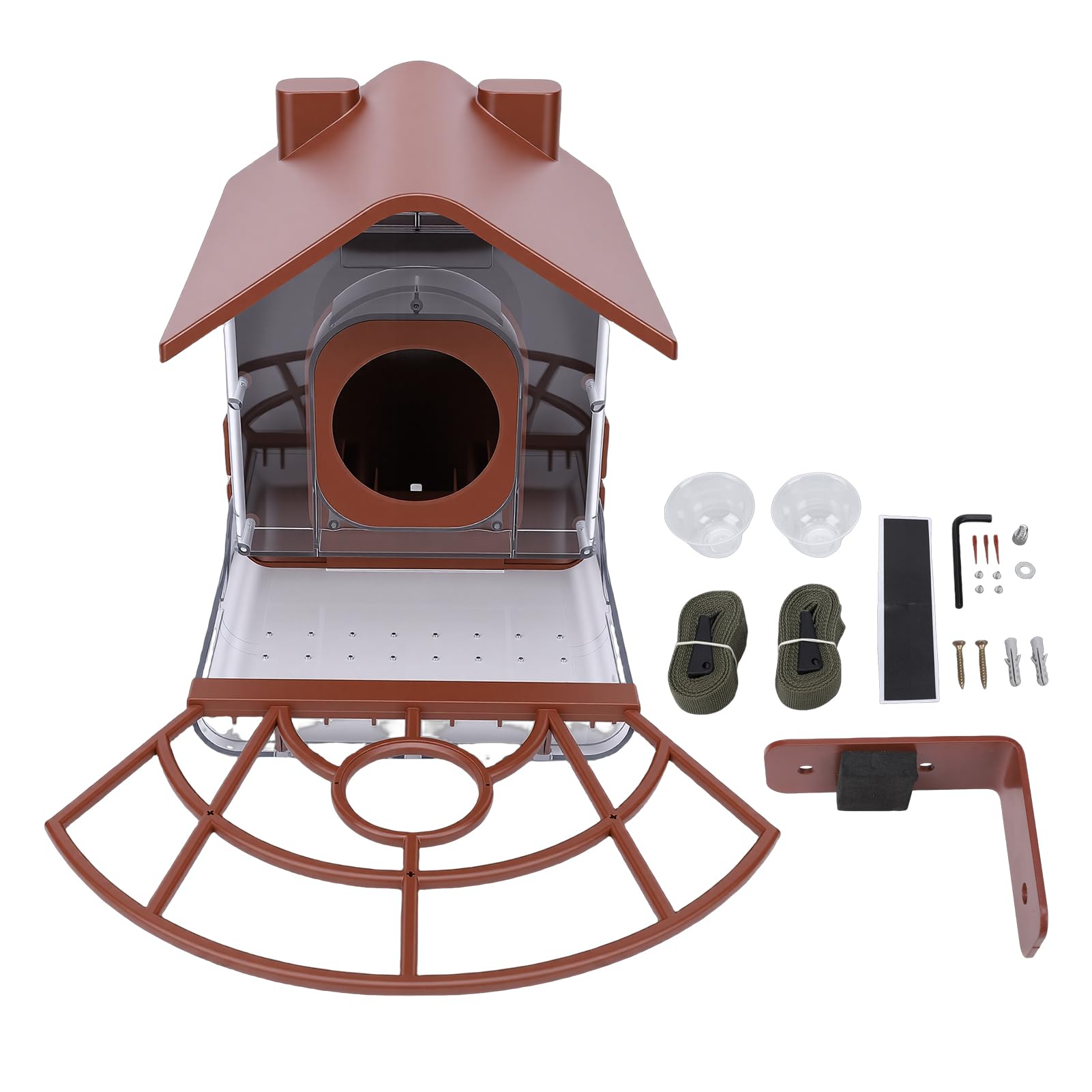 Mangiatoia per Uccelli da Esterno con Custodia per Fotocamera per il Birdwatching Facile Installazione e Angolo Regolabile per Telecamere di Sicurezza, Mangiatoia per Uccelli da 2 Litri per