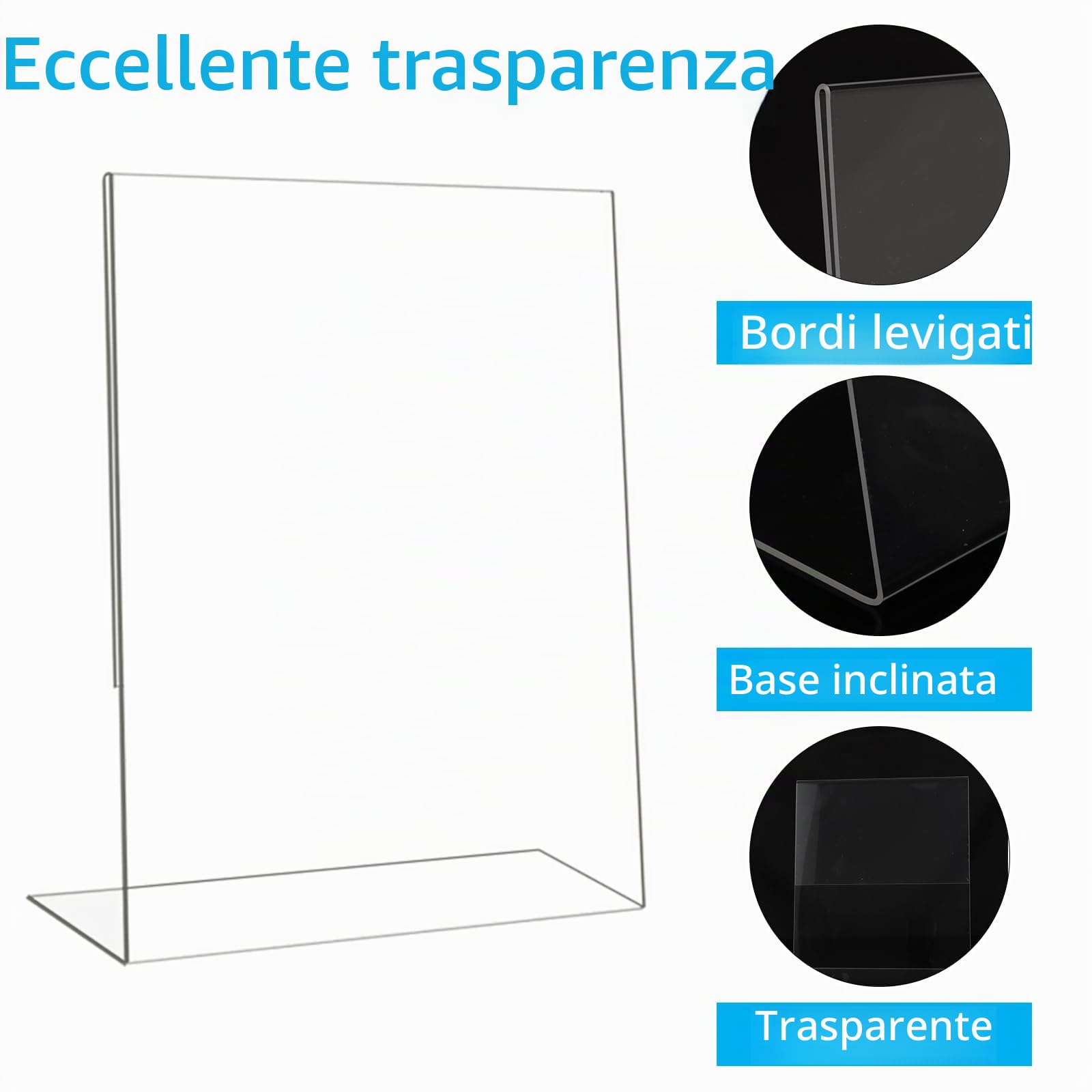 JMIATRY 10 Pezzi Porta Menu Da Tavolo A4, Portacartello In Acrilico Con Retro Angolato A4, Cavalieri Da Tavolo Per Cartelli, Brochure, Volantini, Menu - 210x297MM