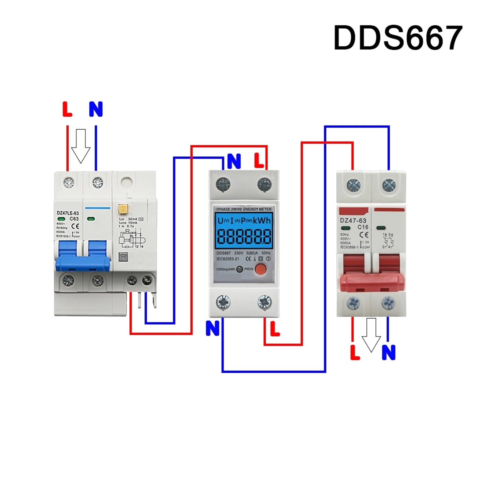 Cyfrowy licznik energii elektrycznej Cyfrowy Licznik Jednofazowy Na Szynę Din Reset Zerowego Licznika Energii KWh Napięcie Prądu Miernik Zużycia Energii Wattmeter Electricity(DDS668)