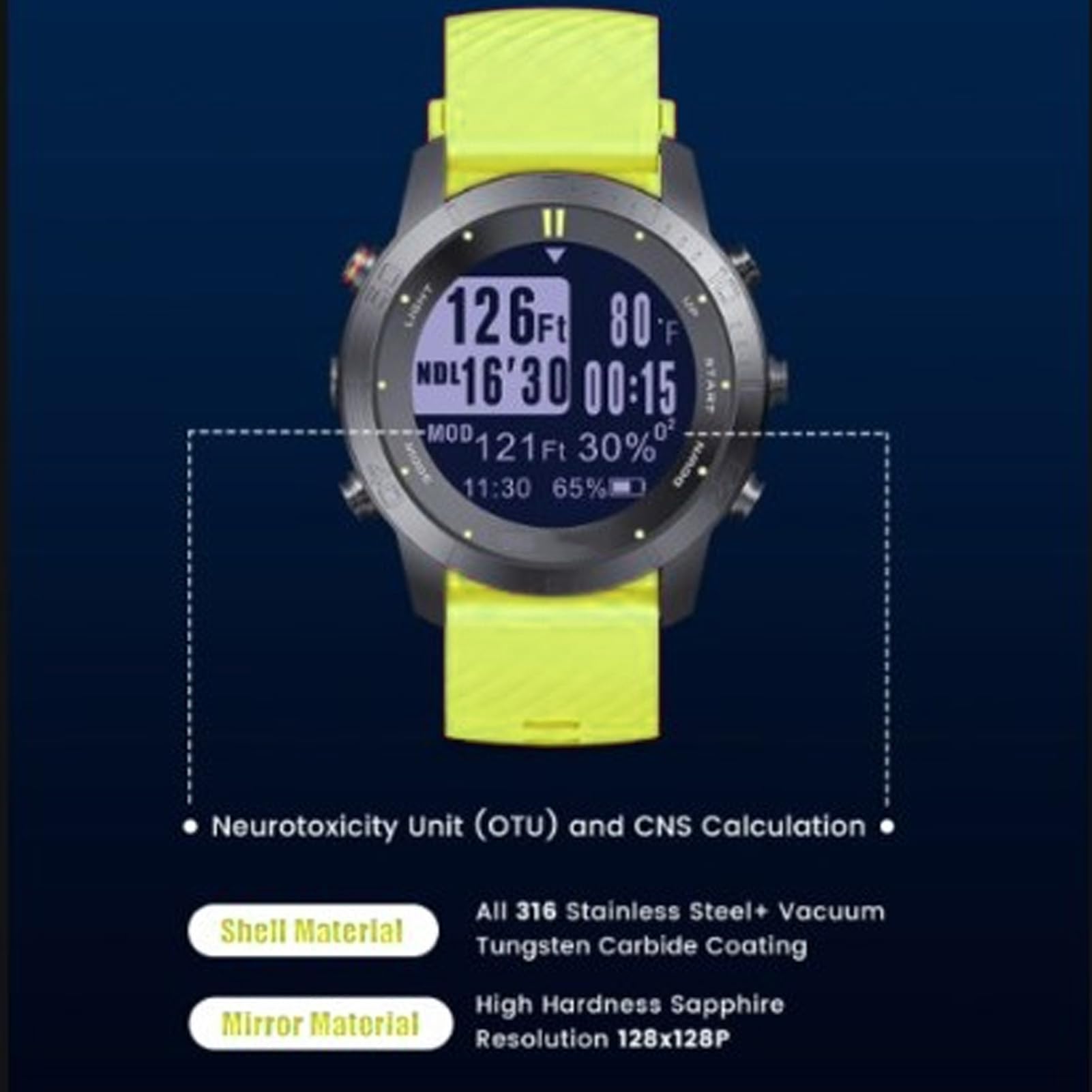 Reloj de Buceo con Computadora, Pantalla de 1,18 Pulgadas, 100 Metros, Reloj de Pulsera de Buceo Impermeable para Hombres y Mujeres, Seguimiento de Actividades Subacuáticas, Batería Eficiente
