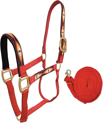 Miniatura 4 de Tahoe Tack Cabestros de caballo de nailon estampados con banda nasal acolchada y cuerda de plomo de agarre suave de 10 pies a juego