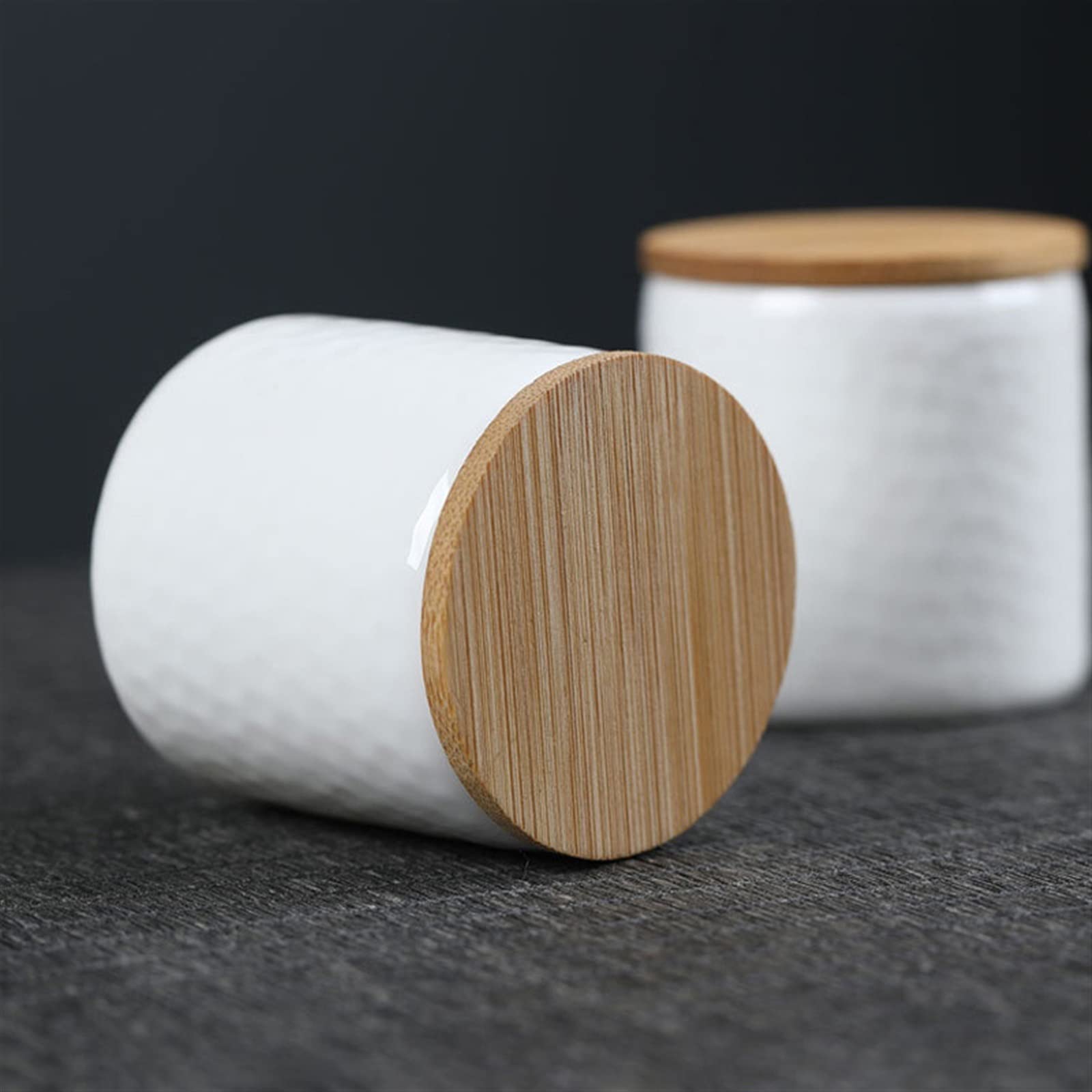 barattolo di ceramica, barattoli di zucchero e caffè, barattoli di tè e caffè zucchero barattolo di tè, mini scatola da tè sigillata in ceramica con coperchio in bambù contenitore in porcellana bianca