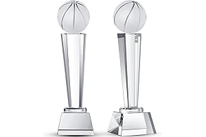 Meooeck Exquisite Crystal Glass Basketball Awards Trophy Paperweight Decor