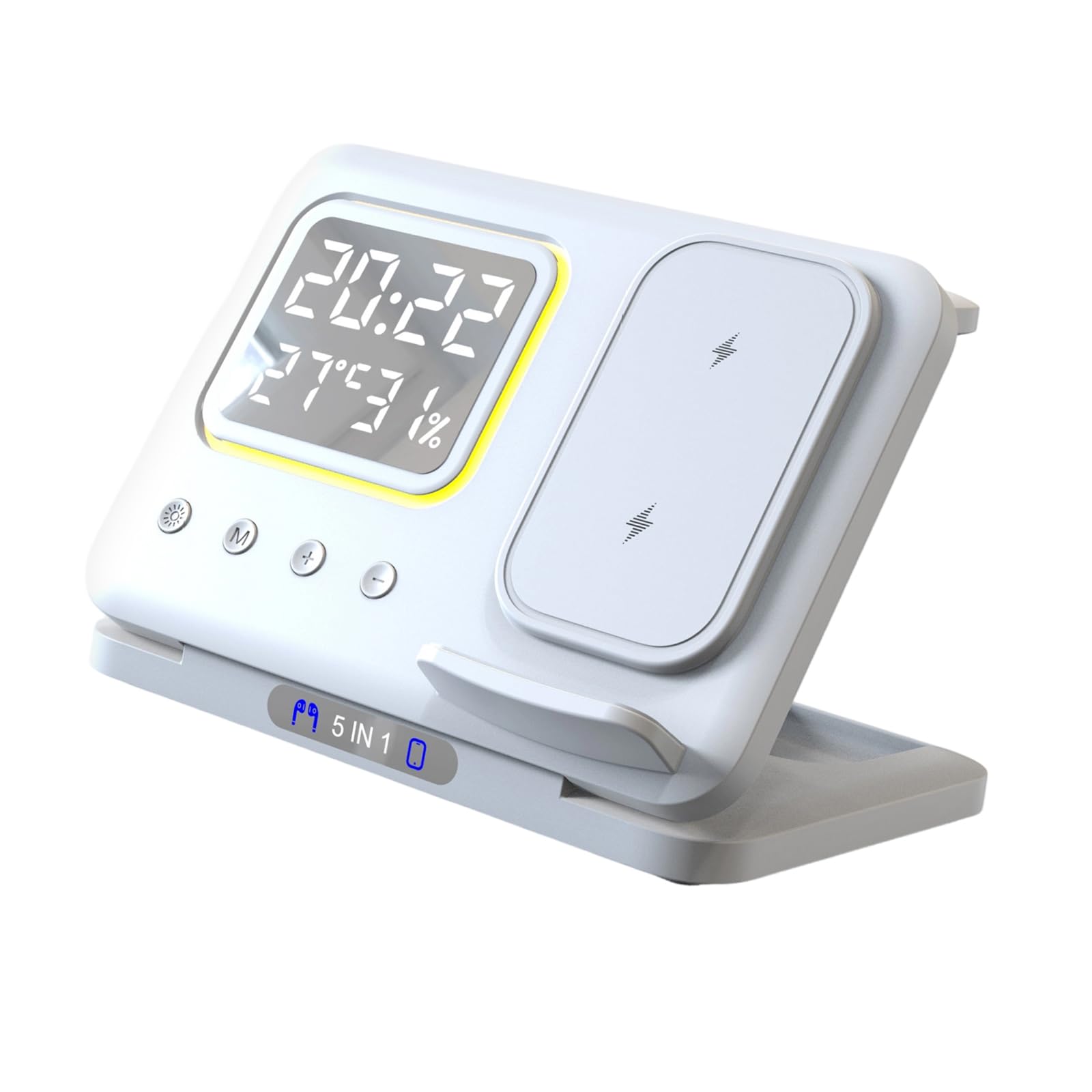 Stazione di ricarica compatta con orologio digitale luce notturna per comodino scrivania supporto telefono dispositivo orologio Bedlight