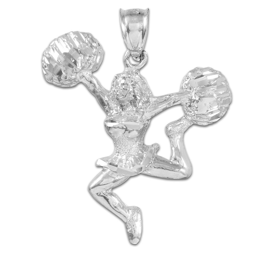 925 Sterling Silver Pom Pom Cheerleader Pendant