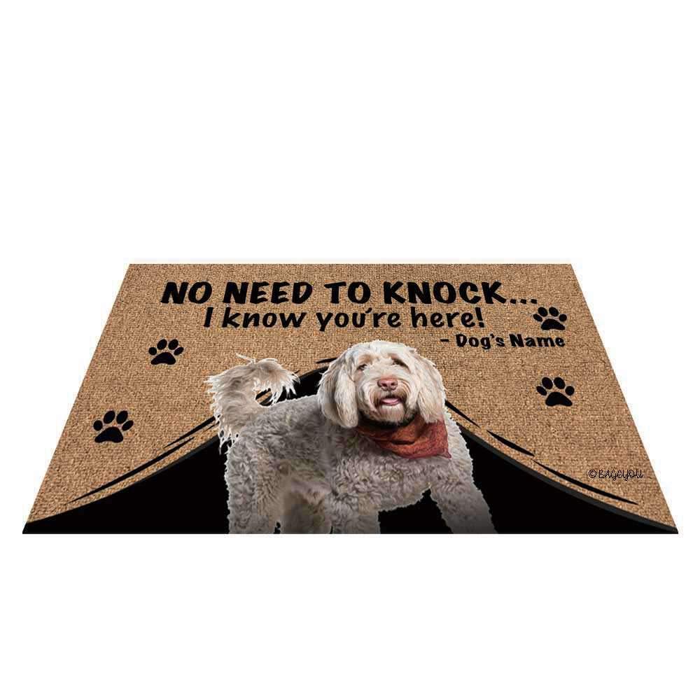 Bageyou Zerbino personalizzato con nome del cane con il mio amore cane Labrador tappetino di benvenuto non c'è bisogno di bussare I know you're here, 35,4 x 23,6