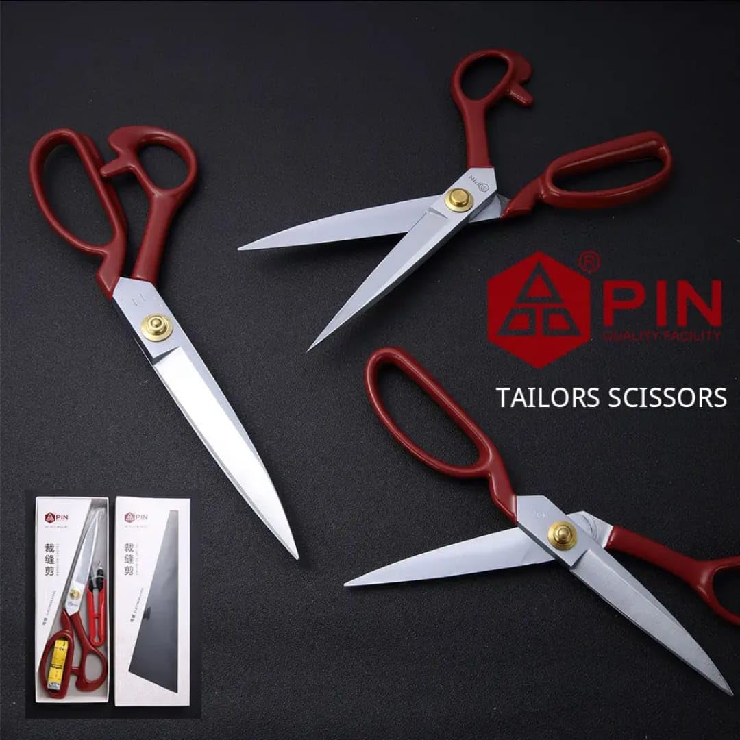 TE® "10 inch scissor PIN Tailors Scissor for professional cloth cutting Red Tailor Scissors for Fabric Cutting - (10 inch) 2