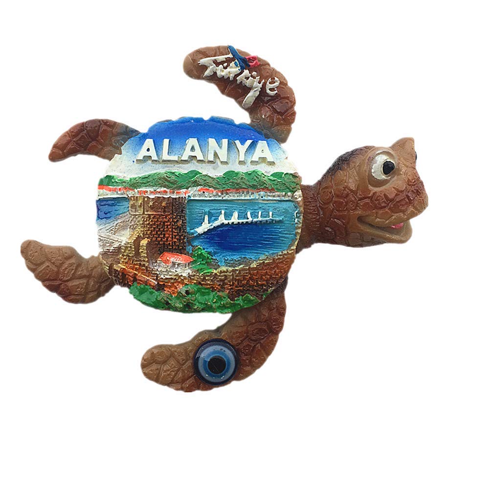 Muyu Magnet Alanya Turkey 3D Sea Turtle Style Fridge Magnet Souvenir Gift Home Kitchen Refrigerator Decoration Magnetic Sticker Magnet Collection