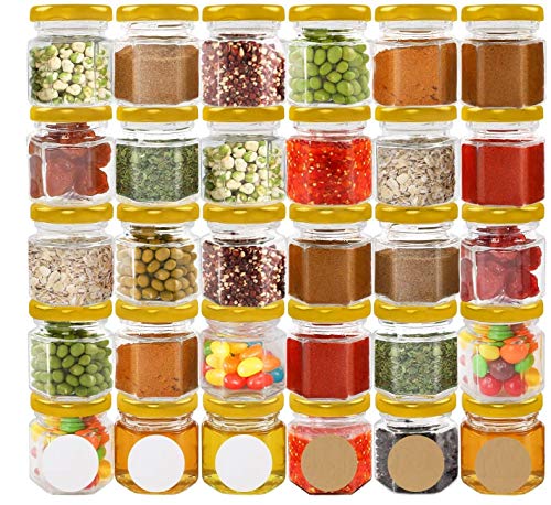 Image of 24 pcs Glass Mason Jars 100 ML Mini Jars with Metal Airtight Lid, for Jam, Jelly, Crafts, Spices, Dry Food Storage,for Baby Food, Crafts, Spices, Dry Food Storage (24, 100ml)
