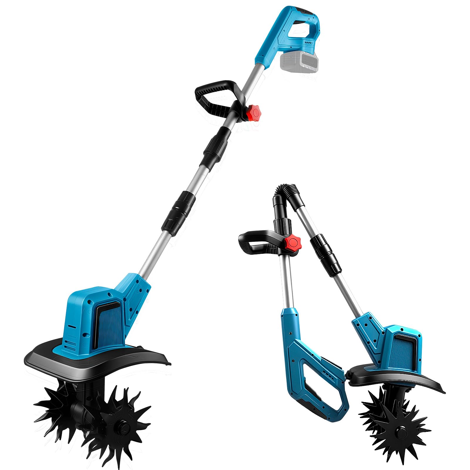 Motocicleta eléctrica para batería Makita 18 V, Motoazada Bateria con Rodillo Doble 4 Cuchillas, 330 RPM, 20 cm de Ancho y 15 cm de Profundidad, Motoazada para Huertos y Patios (sin batería)