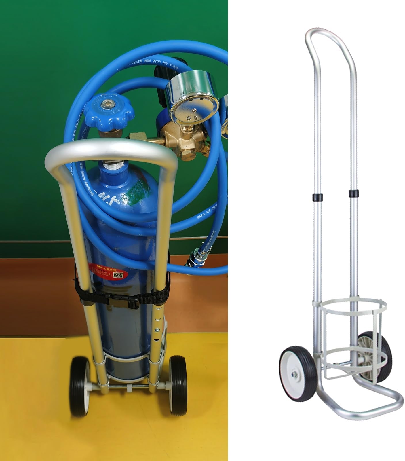 Oxygen Cylinder Rack Small Rolling 2 Wheel Oxygen Tank Cart, Portable Oxygen Cylinder Trolley Home, Oxygen Tank Storage Rack With Handle, Gas Bottle Transport,Diameter 14.6cm