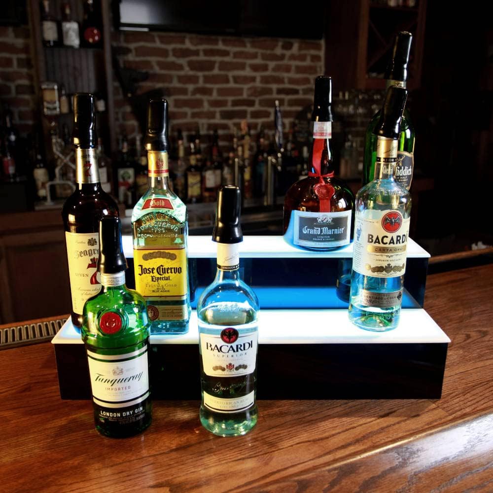 BARCONIC® LED Liquor Bottle Display Shelf - 2 Tier (Step) - 24"