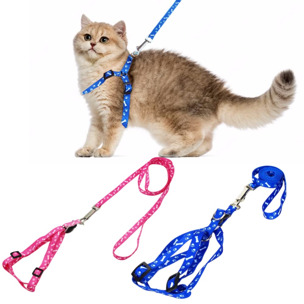 2 Pack Cat Harness and Lead Set Pet Dog Leash Harness Adjustable Pet Vest Harnesses For Small Cat Puppy Dog Rope Collars