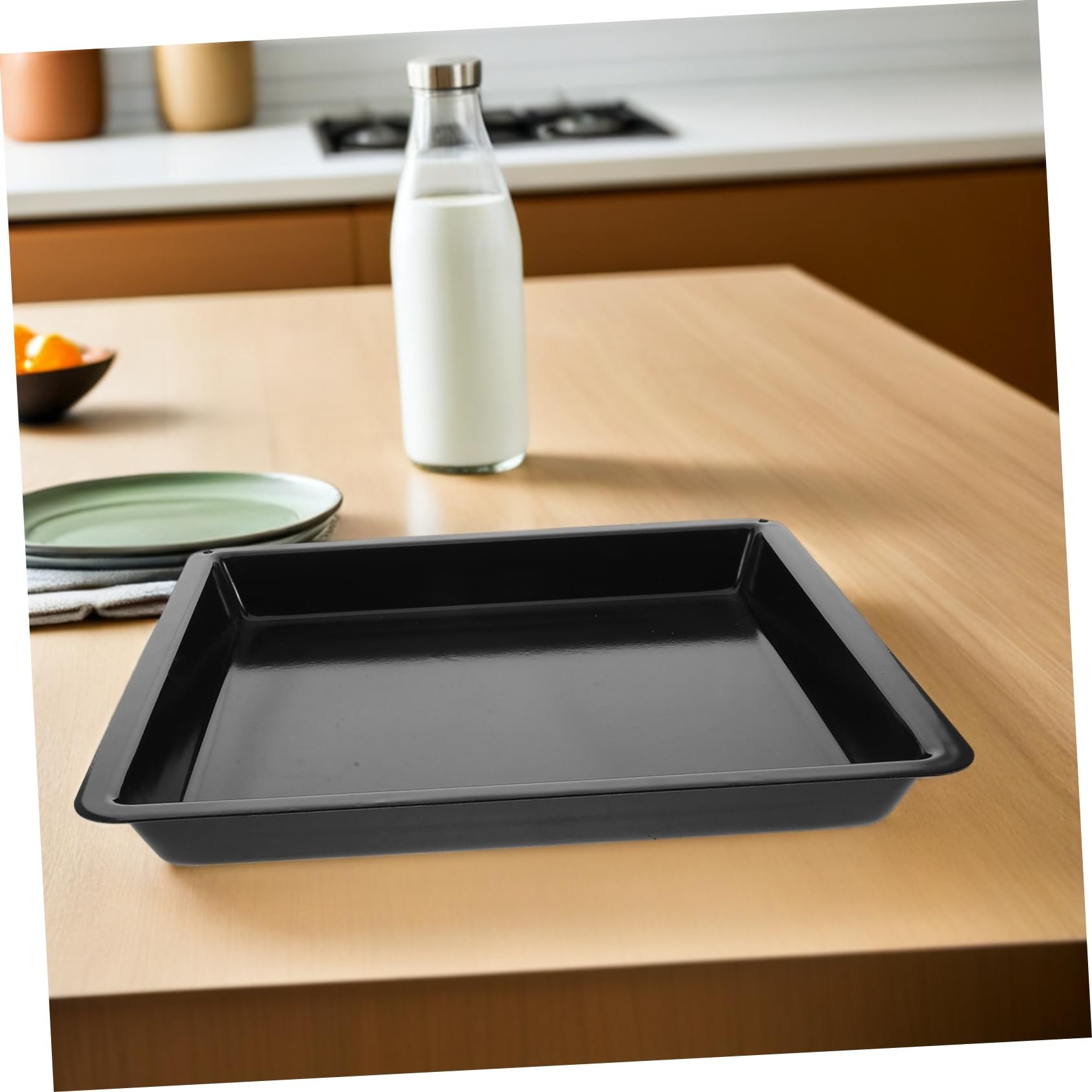 NOLITOY Backblech Schwarzem Emaille Profiqualität Antihaftbeschichtet 32,2x32,2x3,2cm Gastronomie Backform für Backofen Große Bratform Langlebig