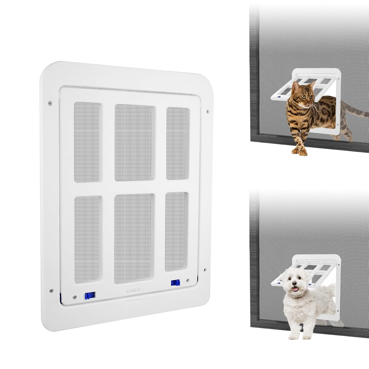 NAMSAN Cat Screen Door, Flap Opening 8.3 x 10.3 inches, Doggie Door for Screen Door, Window Cat Door Magnetic Self-Closing, Cat Door for Sliding Door, Lockable, White