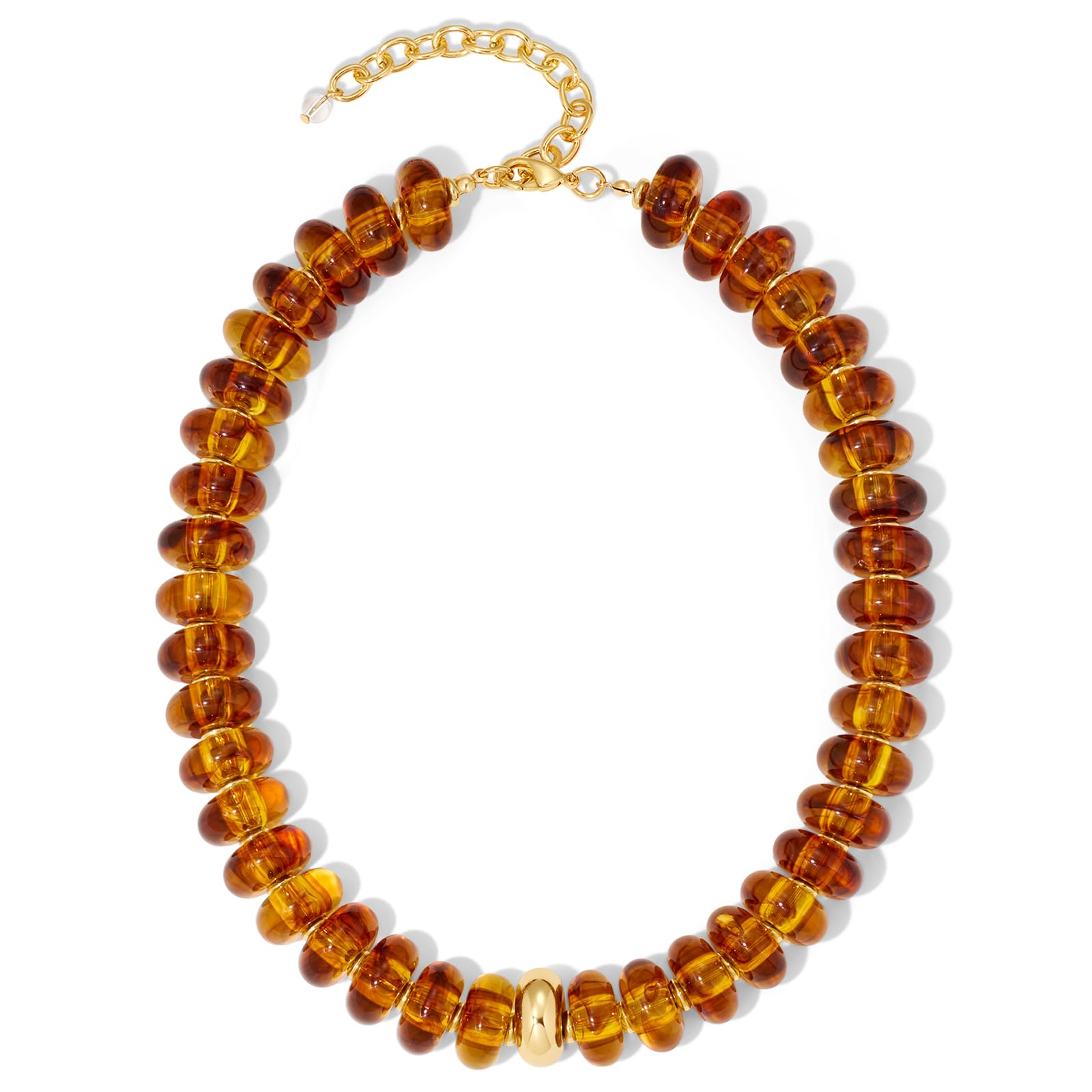 FAUTHENTICUTE Chunky Beaded Choker Necklace for Women Statement Necklace with Gold Accent Adjustable Beach Summer Jewelry Trendy Boho Necklaces in Multiple Colors y2k Jewelry