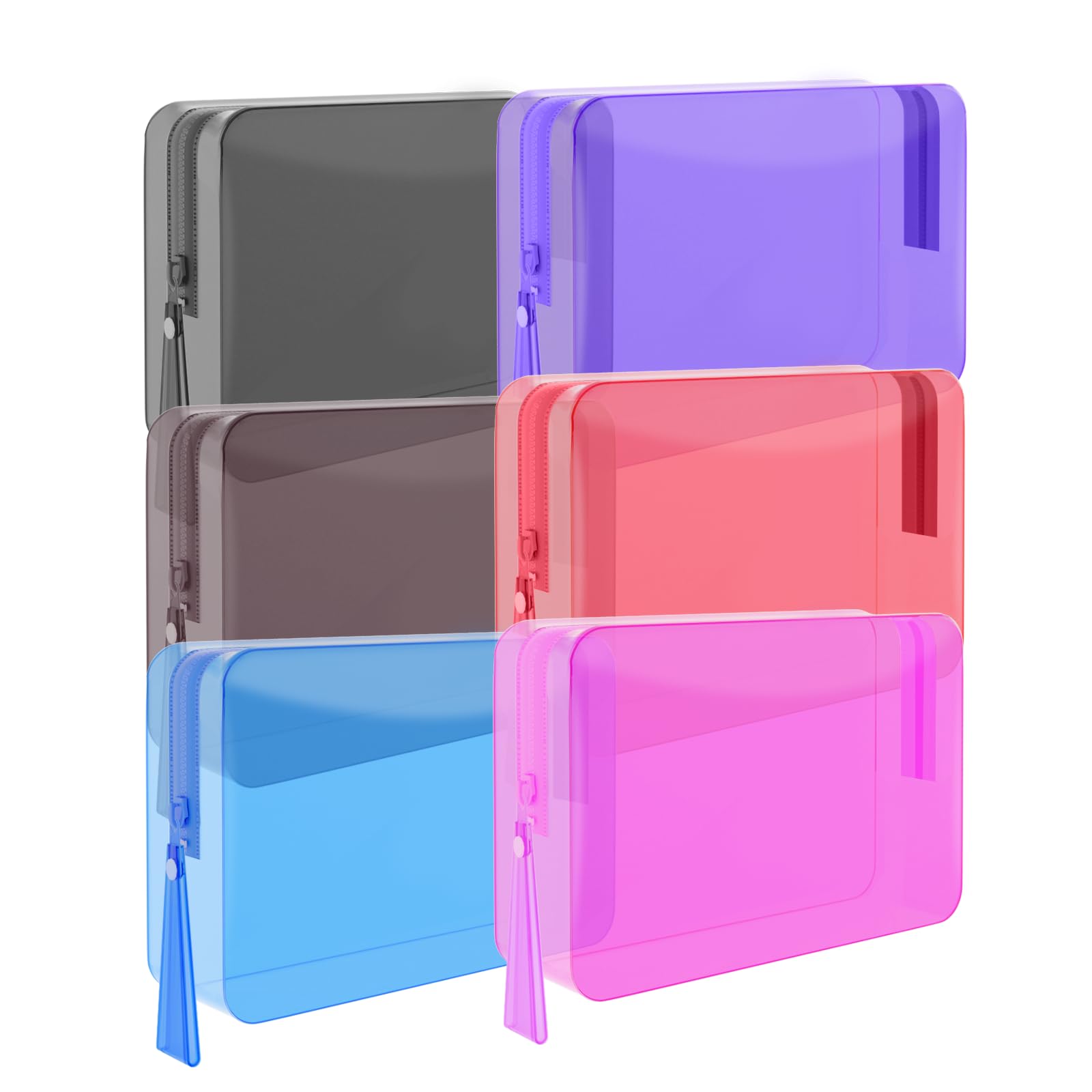 ZHOOGE 6 Pack Clear Cosmetic Bag Makeup Bags Toiletry Bag with Zipper and Handle, TSA Approved Clear Organizer Bags, PVC Cosmetic Pouch for Women and