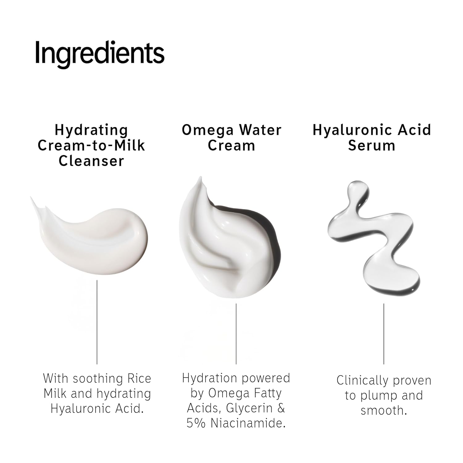 The INKEY List Glow Hard or Go Home Gift Set, Includes 2 Cleansing Pads, Hydrating Cream-to-Milk Cleanser + Hyaluronic Acid Serum + Omega Water Cream, Skincare Trio for Glowing Skin, Perfect Gift - Image 6