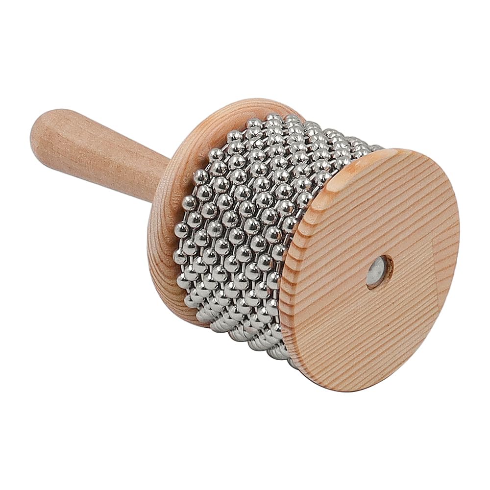 Instrument de musique à percussion Cabasa en bois de haute qualité avec chaîne de perles en métal