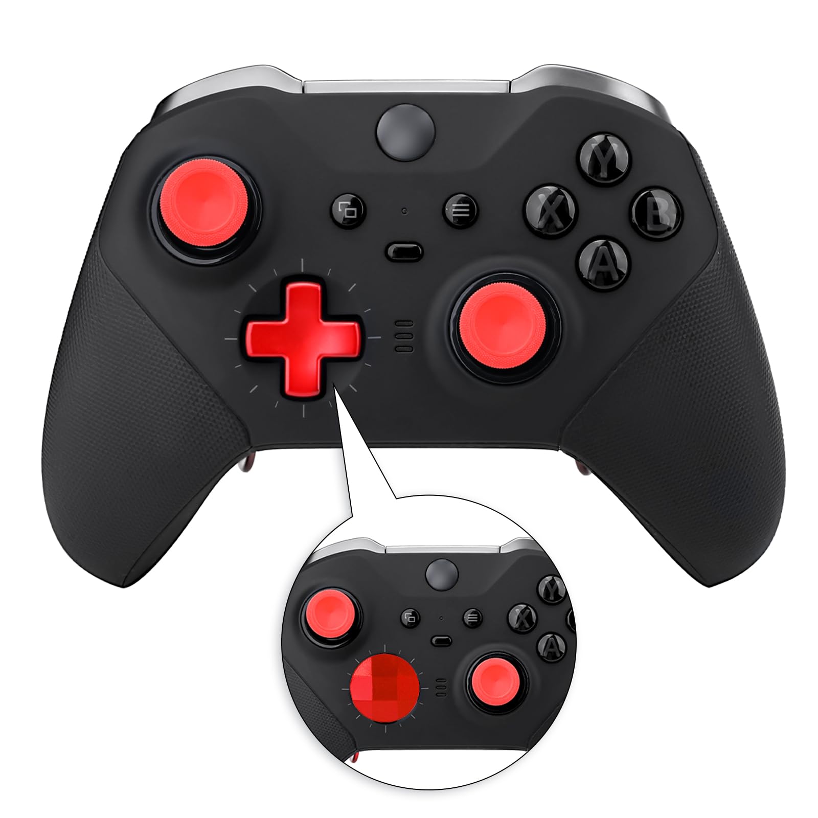 Pouce de Remplacement pour la Manette Xbox One Elite Series 2, kit d'accessoires Joystick Magnétique Métallique Compatible avec la Manette sans Fil Xbox Elite Series 2 Core (Rouge)