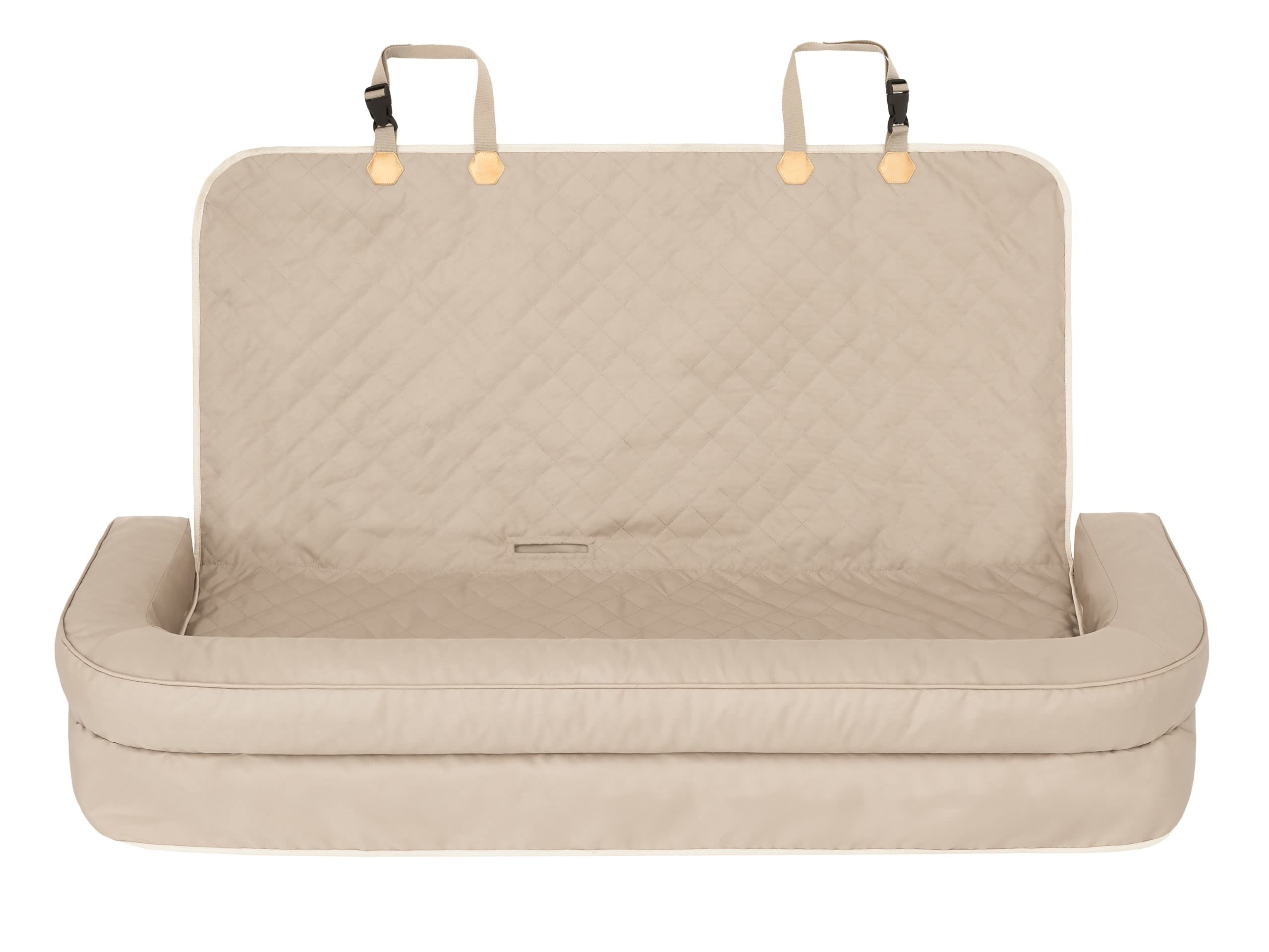 PillowPrim Hundeautositz, Hundedecke Auto rückbank, Transportbox Katze, Hundebox, Hundekorb, Hundegeschirr, Hundebett, Hundekörbchen, Beige Oxford, 133 x 45 cm