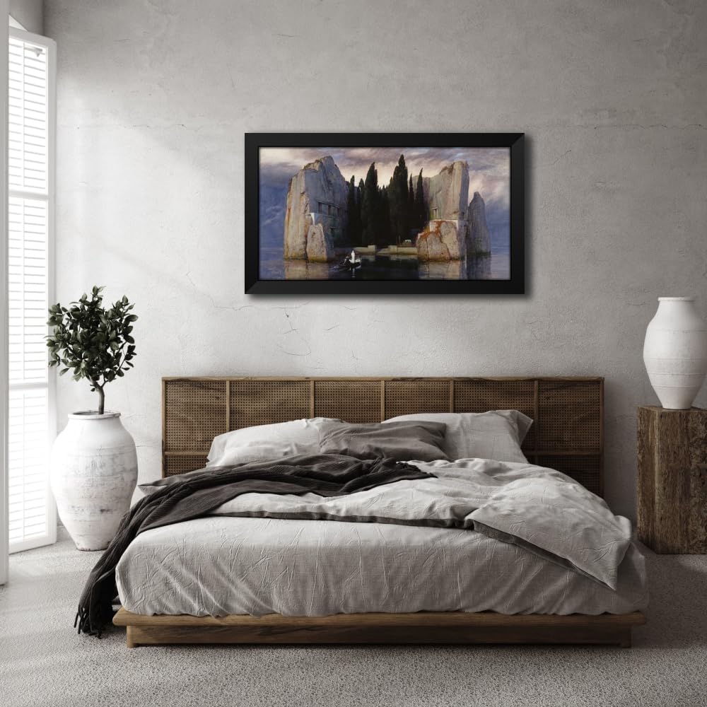 ArtDirect Die Toteninsel III (1883) Custom Framed Art Print Giclee Print or Canvas Options with Various Sizes and Customization by Arnold Böcklin