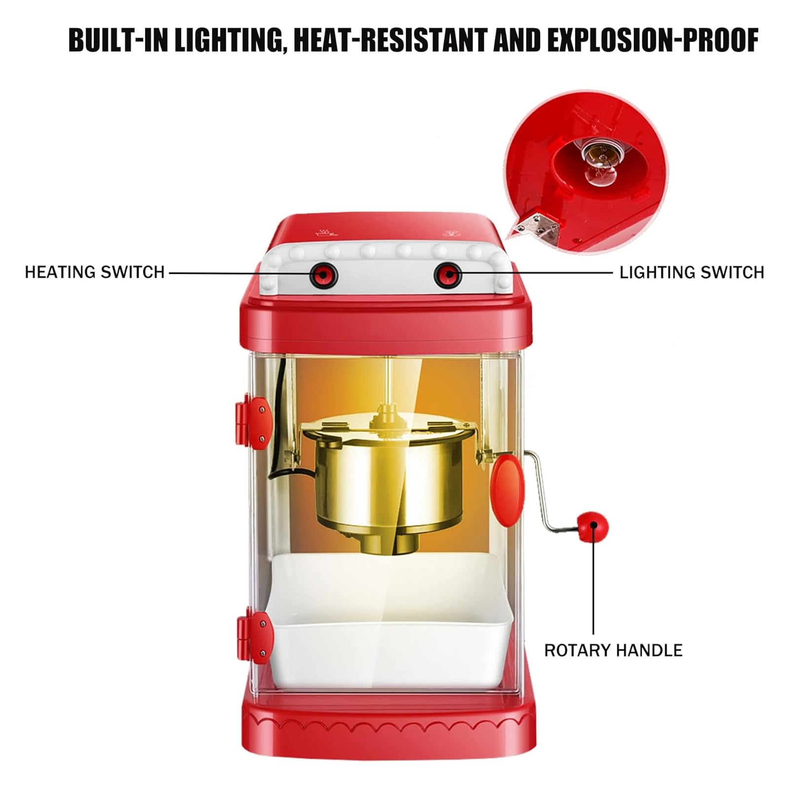 Macchina per Popcorn retrò da 330 W, Macchina per Popcorn Senza Olio, Macchina per Popcorn ad Aria Calda con Finestra panoramica per Home Cinema, Ce/Fcc/CCC/Pse