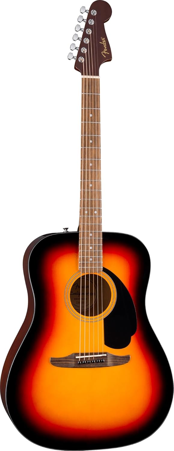 Fender California Standard Redondo Acoustic Guitar - 3-Color Sunburst Bundle with Hard Case, Tuner, Strings, Strap, String Winder, Picks, and Austin Bazaar Instructional DVD