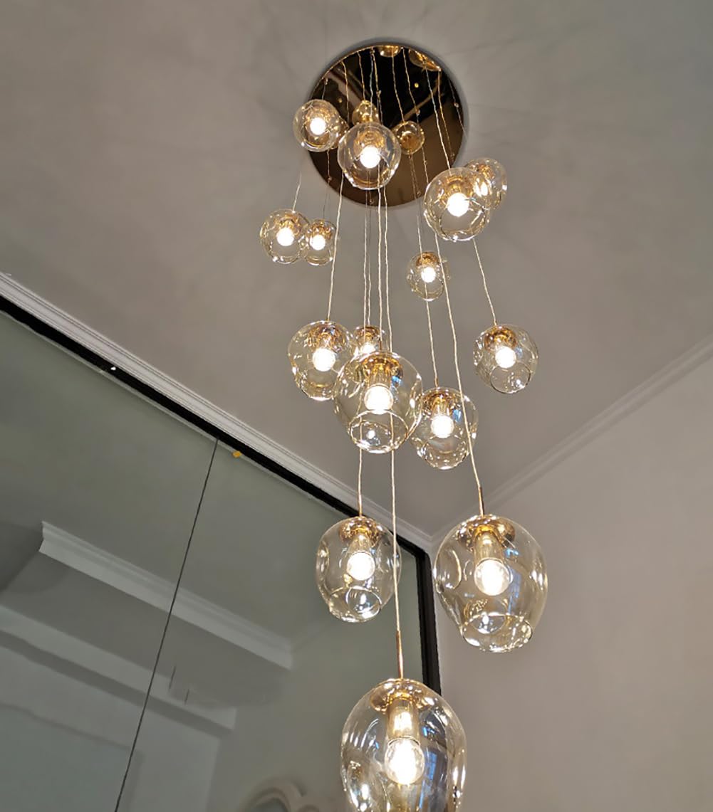 Żyrandol schodowy w kształcie kropli wody 12/15/18 świateł, regulowana wysokość nowoczesne złote zawieszenie schodów, podstawa ze stali nierdzewnej, żarówka E27, duża lampa sufitowa do willi, wysoki