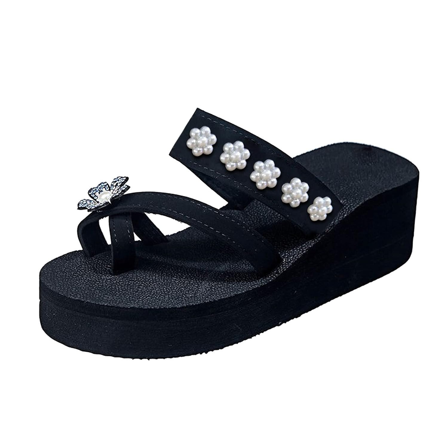 Womens Platform Wedge Flip Flop Athletic Walking Thong Slippers Bohemia Flowers Sandal Adjustable Casual Thong Sandal Blue 7