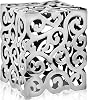 Modern Day Accents 3806 Paisley Square Stool, Decorative Chair, Ottoman, Accent Chair, End Table, Side Table,Silver, Aluminum, Art Deco, Living Room, Home, Office, Lobby, Statement, 12Lx12Wx17.25H