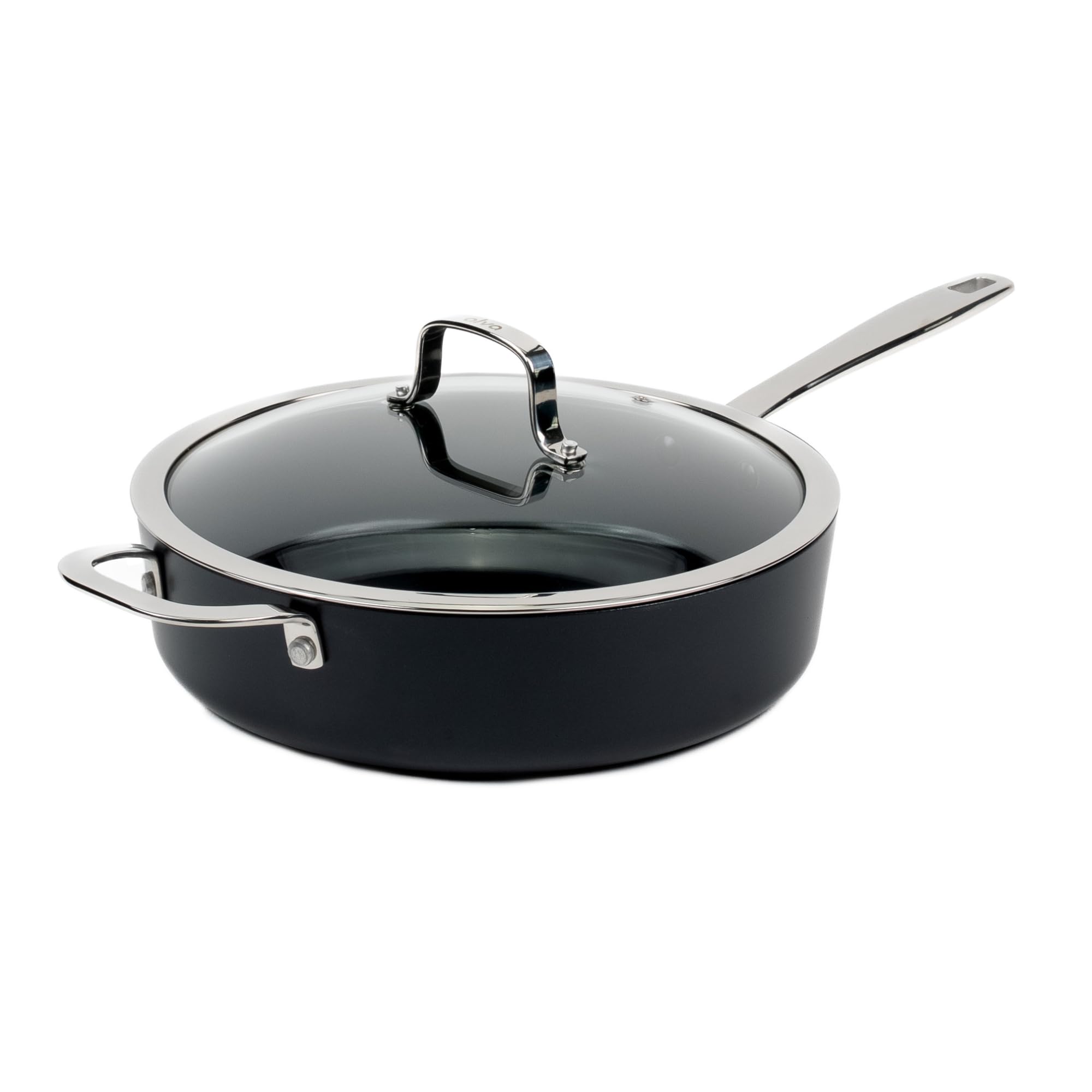 Alva Maestro 4.2 Qt Nonstick Ceramic Sauté Pan with Lid – PFAS/PTFE/PFOA-Free, Oven Safe to 400°F, Even Heating, Extra Cooking Space – Induction Compatible, Black