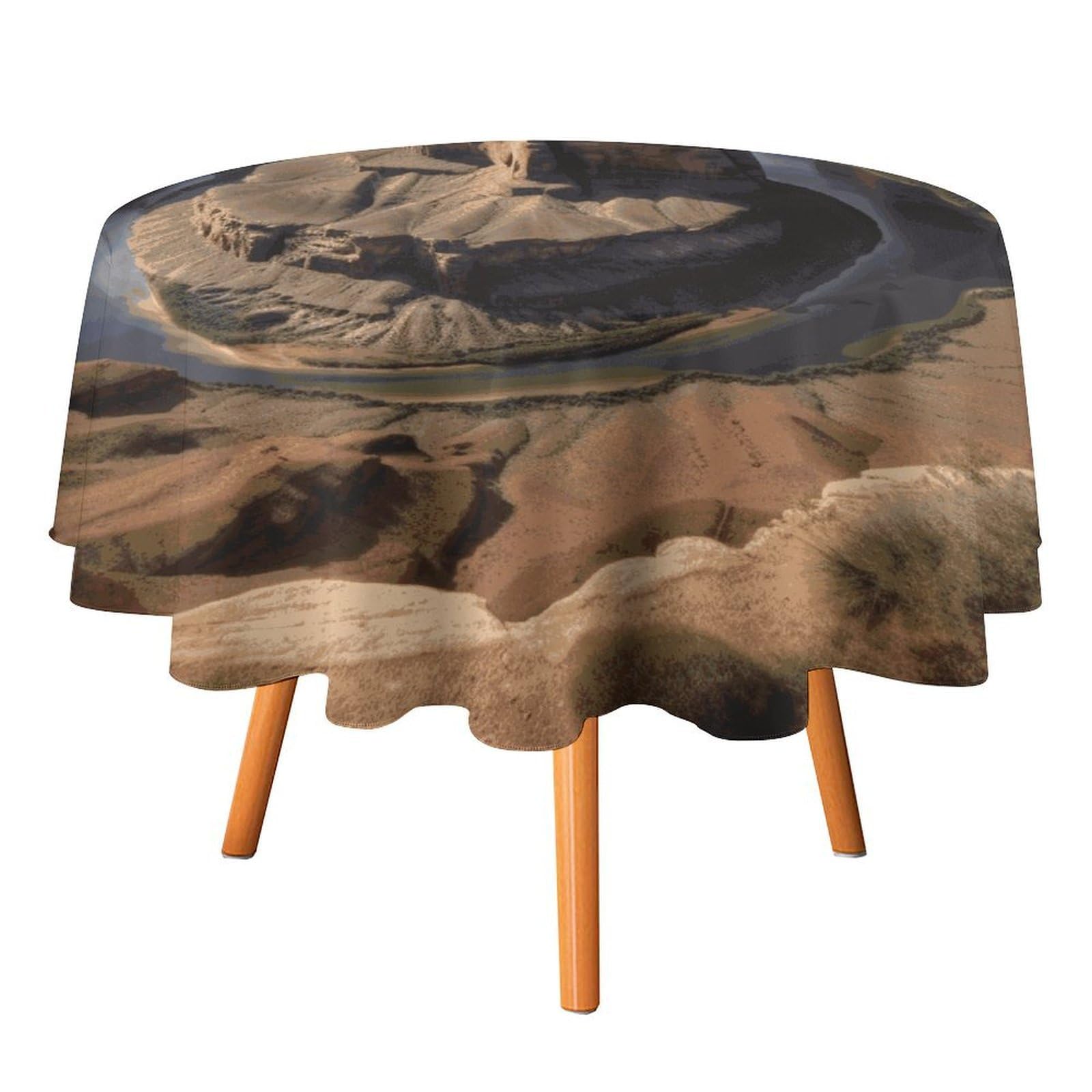 Fekiloot Style Grand Canyon Arizona Round Tablecloth - Heavy Duty And Washable,Polyester Decorative Fabric Table Cover,Tablecloths For Kitchen Dining, Wedding, Birthday Party60x60in