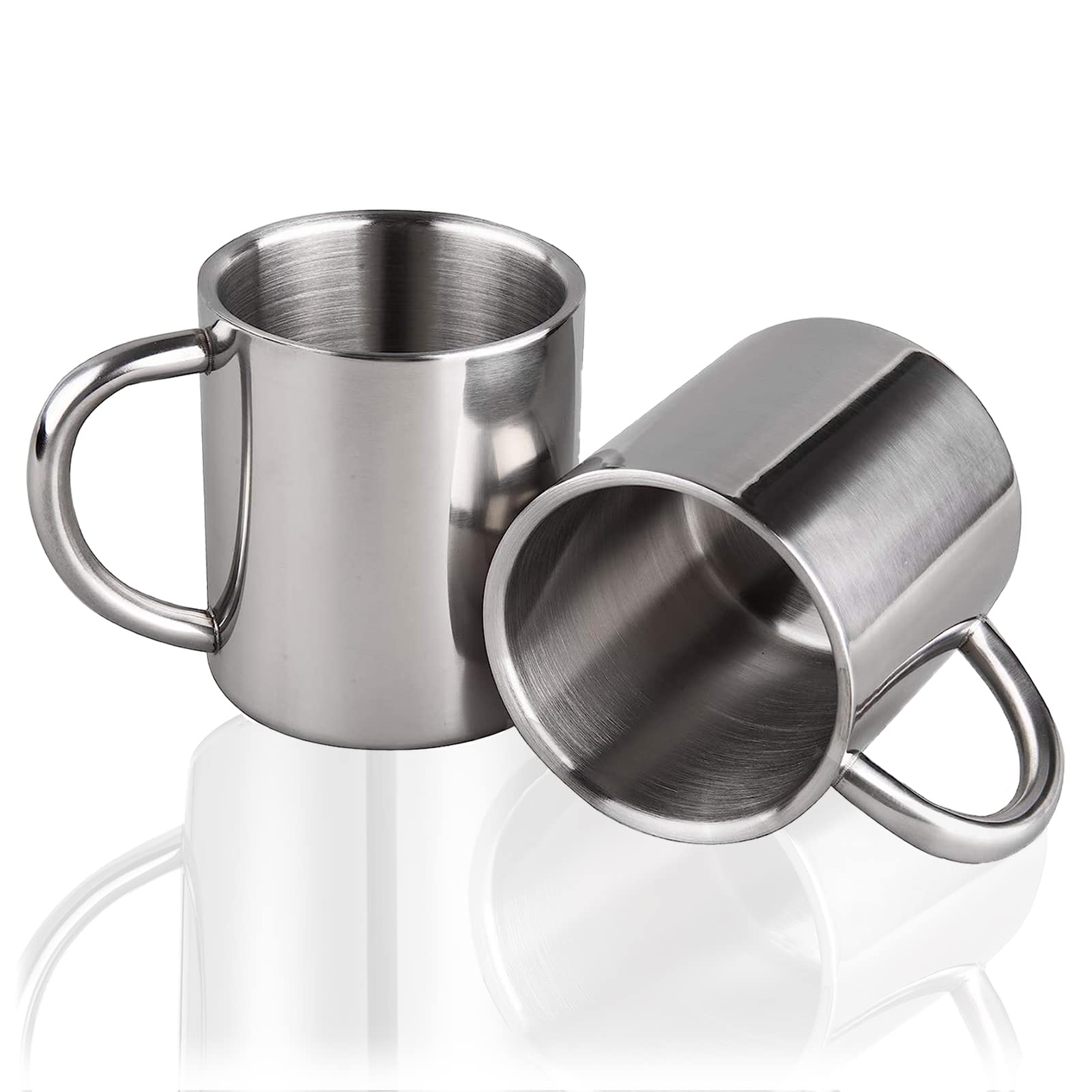 Lot De 6 Tasses En Inox 300 Ml Double Paroi - Isothermes, Empilables, Compatibles Lave-vaisselle - Argent - 2