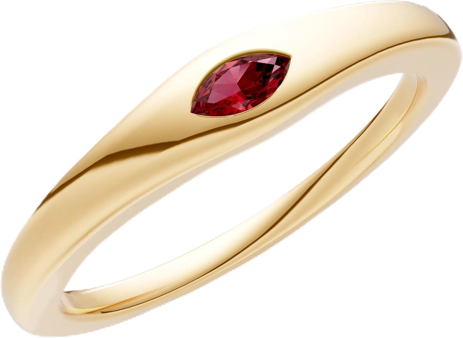 PEORA Marquise Cut Garnet Dome Band Available in Solid 10K, 14K or 18K Ring – White, Yellow or Rose Gold