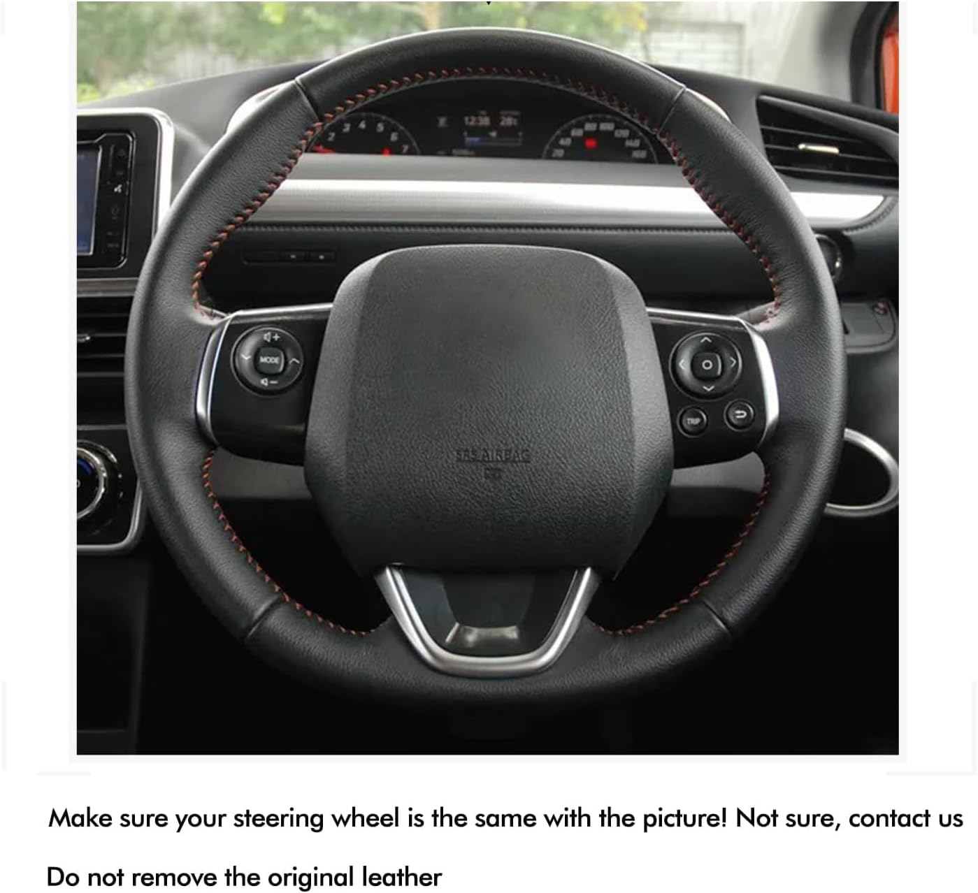 Steering Wheel Cover for Toyota Sienta 2015 2016 2017 2018 2019 2020 2021 2022 2023 2024 Car Custom Fit OEM Hand Stitched Black Genuine Leather Accessories