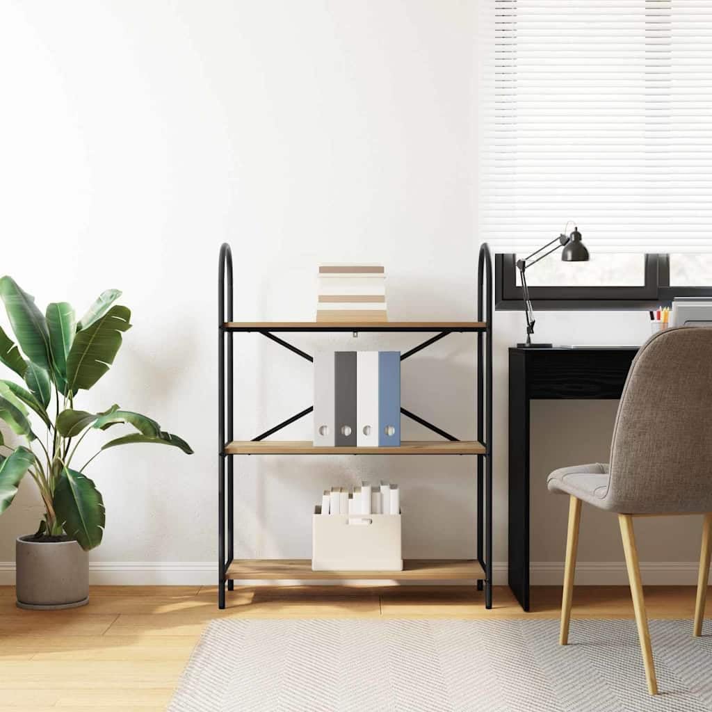 Estantería de roble artesanal, 80 x 30 x 109 cm, estantería moderna de material de madera con 3 estantes resistentes, versátil para sala de estar, estudio, almacenamiento elegante