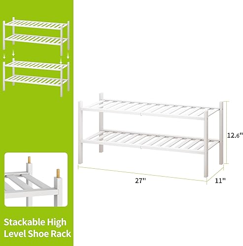 Miniatura 61 de BMOSU - Estante de zapatos pequeño apilable de 3 niveles de bambú premium, organizador de almacenamiento para pasillo, armario, sala de estar y