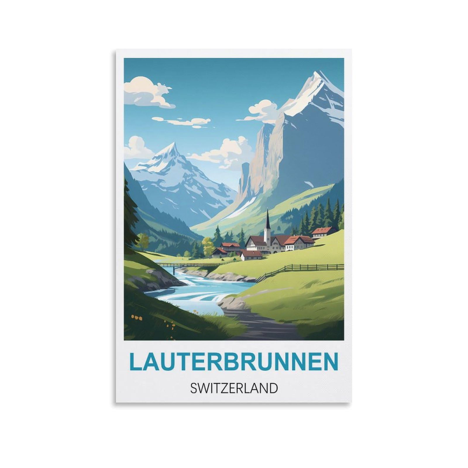 Nprzm A377 Vintage Metal Tin Sign Lauterbrunnen Switzerlands Vintage Metal Tin Sign Inspirational Retro Art Poster For Home Office, Cafe Bar Wall Decor 15X30cm