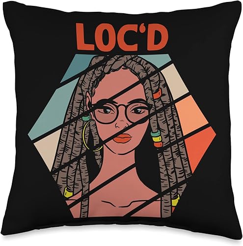 Locs Afro Dreadlocks Love Natural Beauty Hair It's the Locs for Me-Afro Hair Black American African Girl Throw Pillow, 16x16, Multicolor