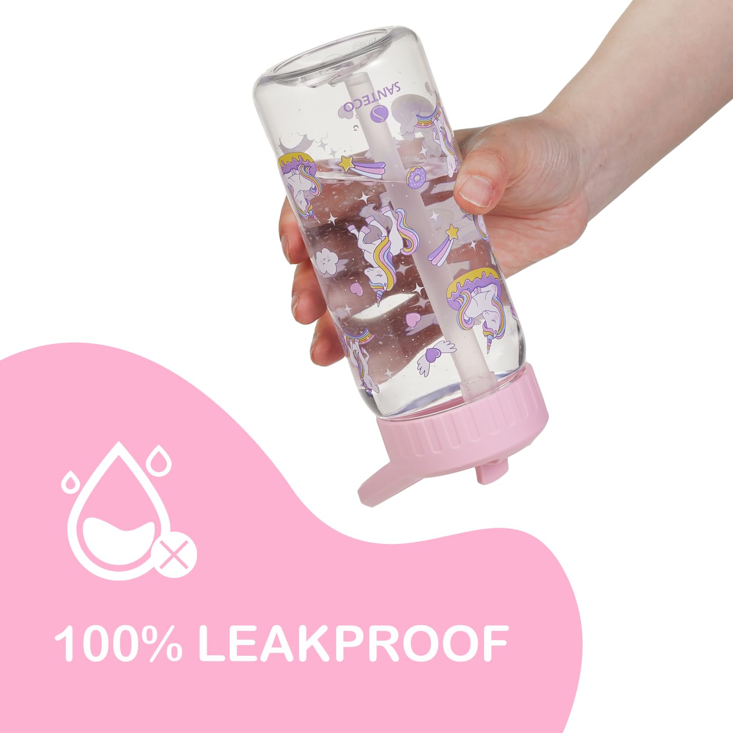 Gourde Enfant 500ml Tutete Avec Paille Rétractable, Bouteille Tritan Sans BPA, Poignée Transport, Anti-Fuite, Little Garden - Lave-Vaisselle